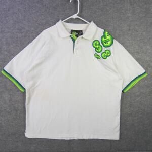 Evolution FX Design Polo Shirt Mens 2XL White Green Embroidered Graphic Cotton